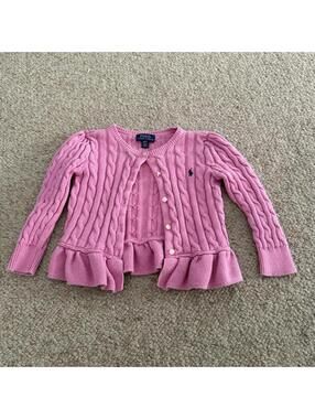 Pink Polo Ralph Lauren cable knit cardigan